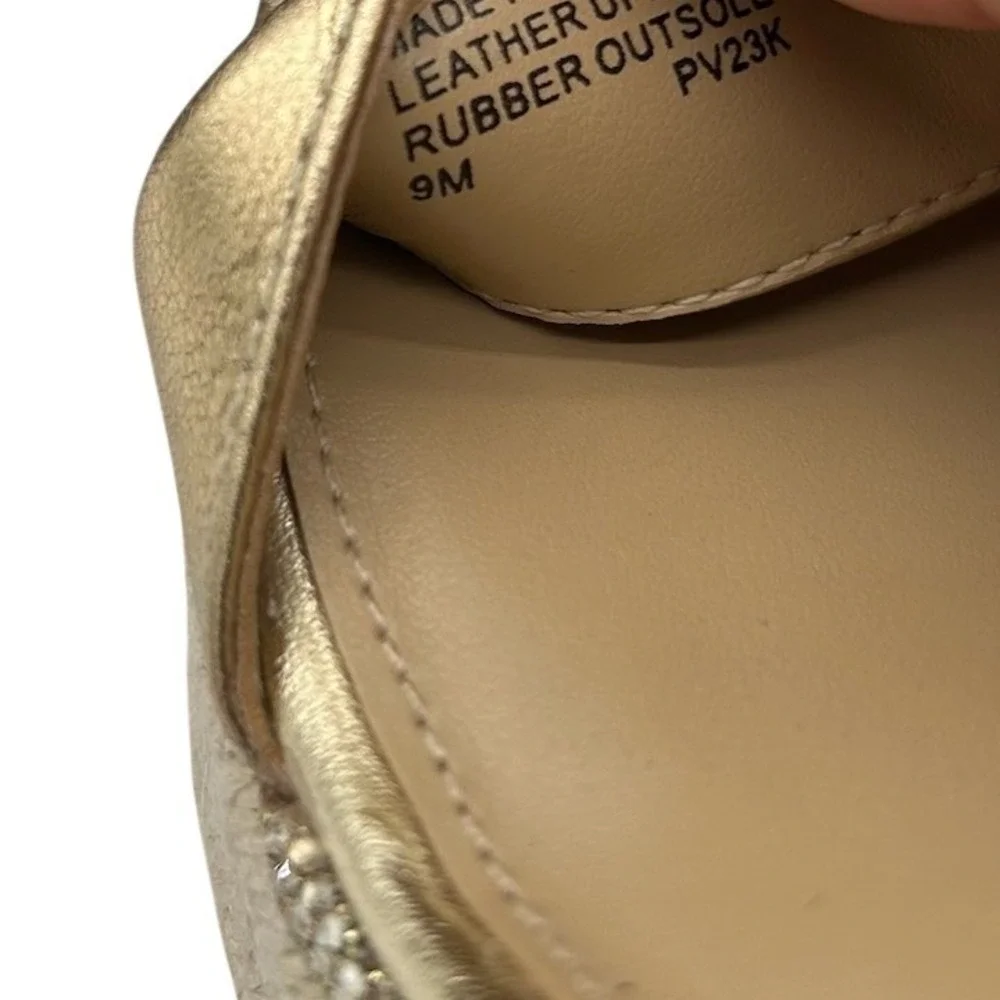 Michael Kors Gold Metallic Sandals Womens Size 9M Espadrille Rhinestone Platform